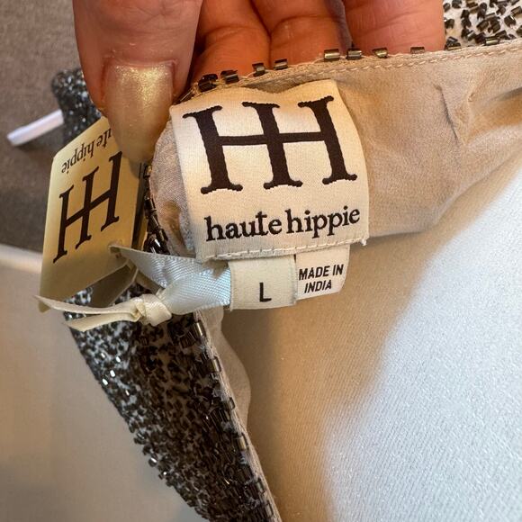 Haute Hippie Embellished Beaded Halter Dress NWT Size Large – Retail $795 - Picture 5 of 11
